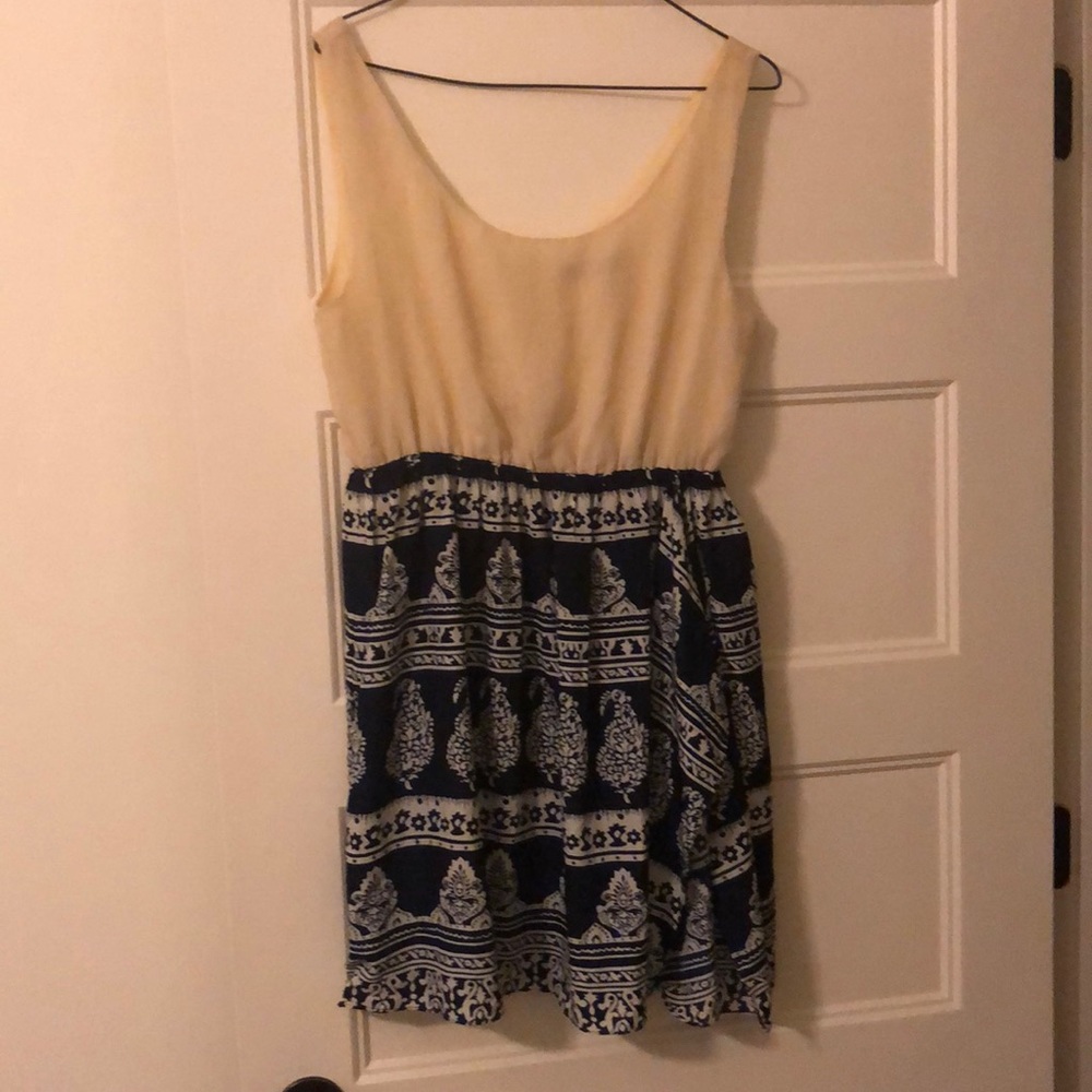 Pretty navy and tan dress